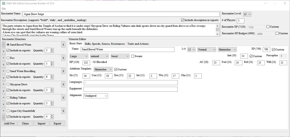 Encounter Builder Screenshot: Main Window
